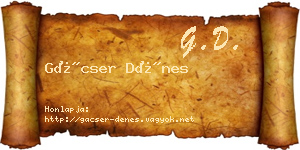 Gácser Dénes névjegykártya